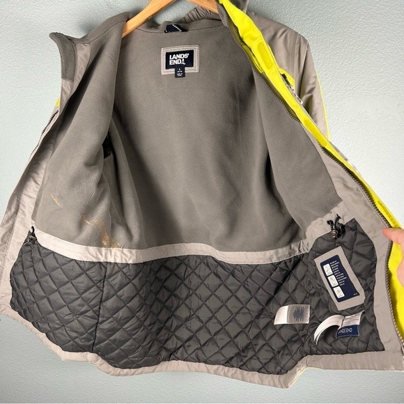 Lands End Grey and Yellow Fleece Lined Winter Ski Jacket Youth Size L (14-16) - Picture 3 of 12
